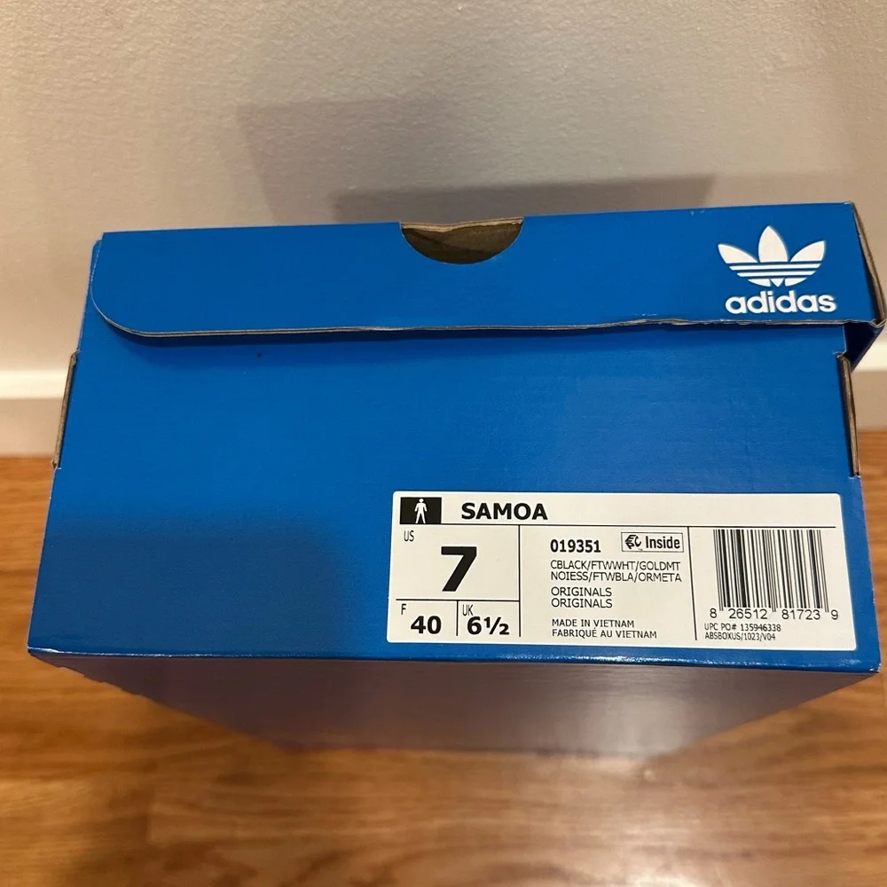 NIB Adidas Samoa Sneakers, Black/White, Men’s 7 - Picture 2 of 16